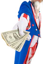 Uncle Sam handing you money because you used your IRA for California real estate investing